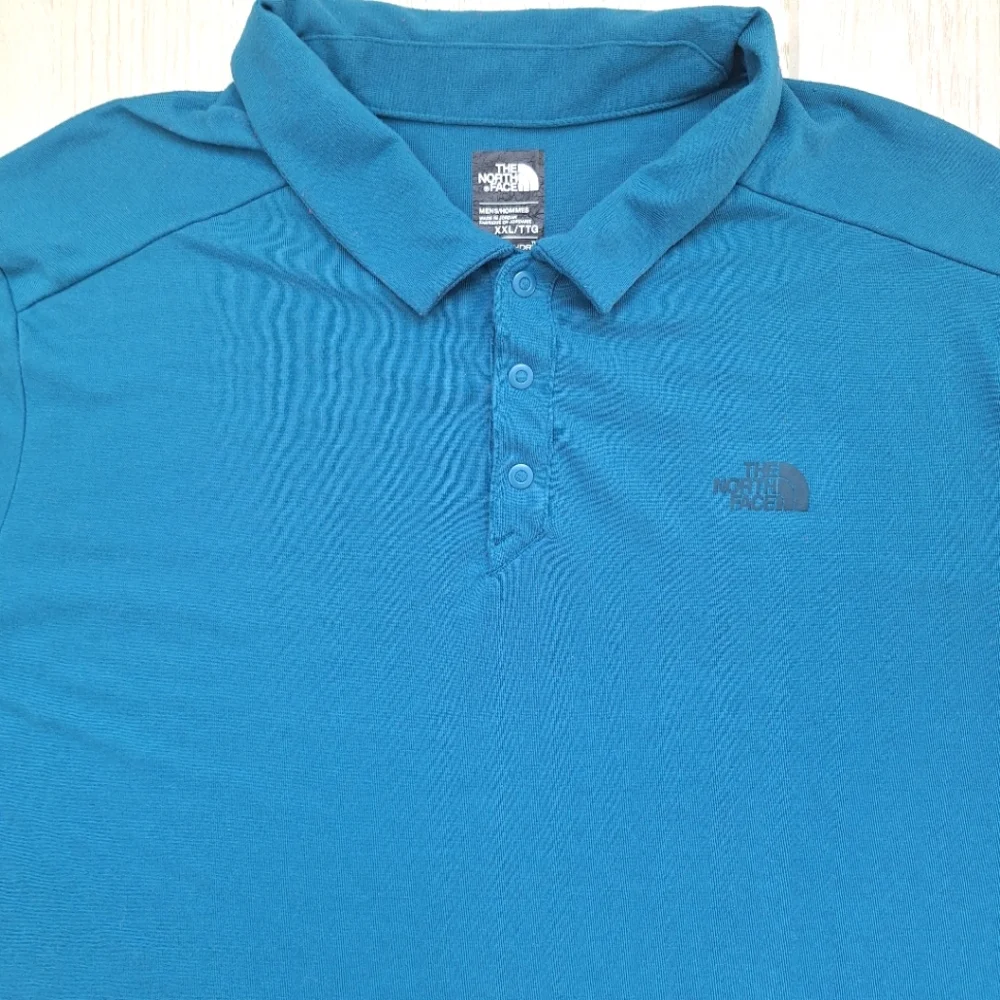 The North Face men's teal ble green short-sleeved polo shirt - size XXL